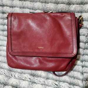 Fossil Plum/Purple Leather Shoulder Bag